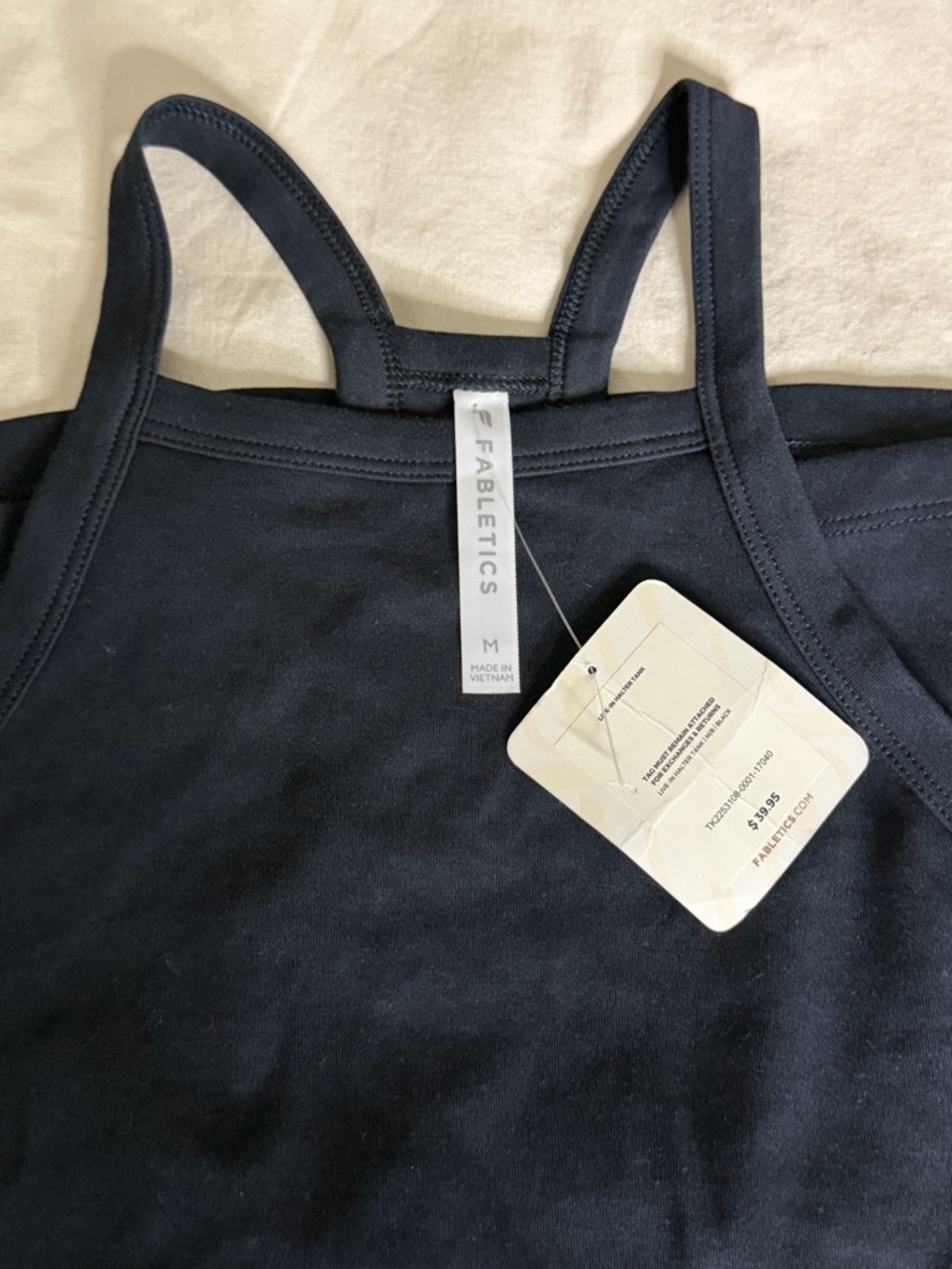 Fabletics Black Halter Double-Strap Workout Tank
